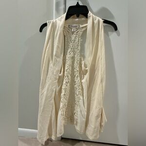 Decree Cream Sleeveless Lace Top